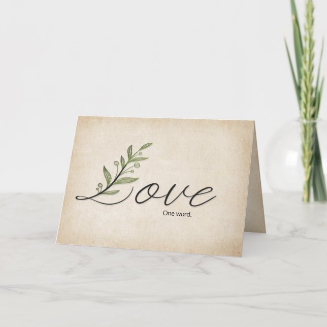 Tarjeta diseño de amor elegante con hojas (Anverso)