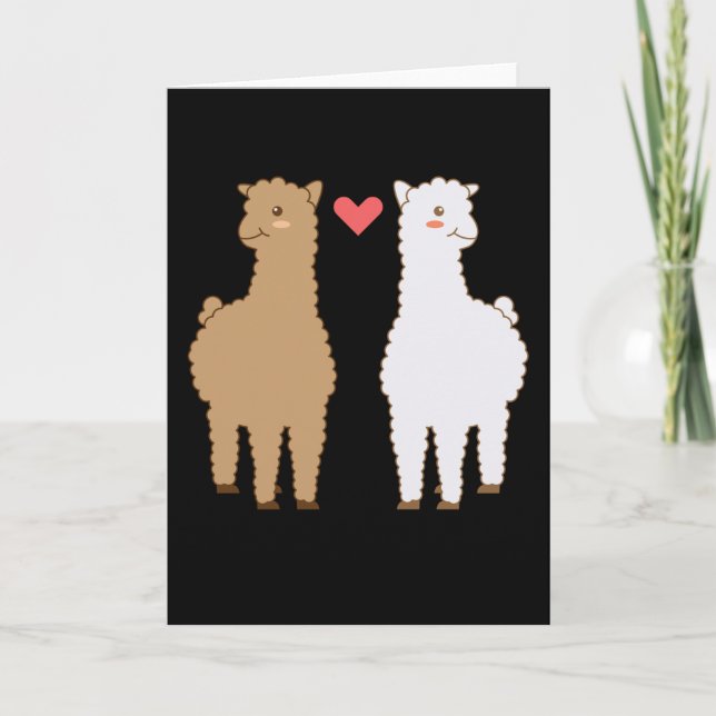 Tarjeta Diseño de animal dulce de llamas y alpacas (Anverso)