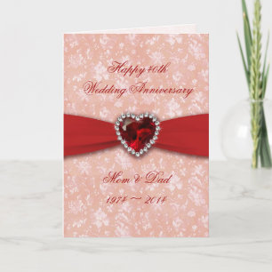 Tarjeta Diseño de Aniversario de Bodas de Damasco 40