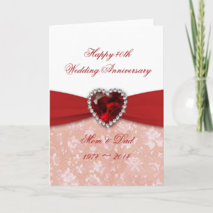Tarjeta Diseño de Aniversario de Bodas de Damasco 40