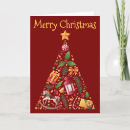 Tarjeta Diseño de árbol de Navidad con saludo - en blanco
