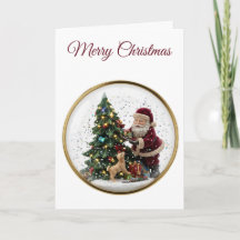 Diseño de árbol de Navidad con Santa y cachorro ad