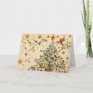 Tarjeta Diseño de árbol de Navidad dorado y Purpurina