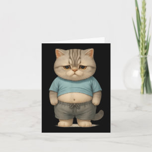 Tarjeta Diseño de Arte de Gato Gordo Divertido Amante del