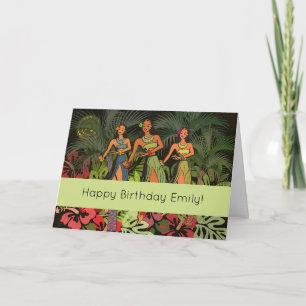 Tarjeta Diseño de arte Hawaii Aloha Palm Hula