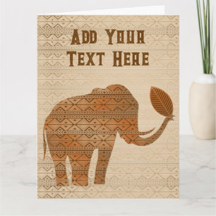 Tarjeta Diseño de arte tribal para elefantes