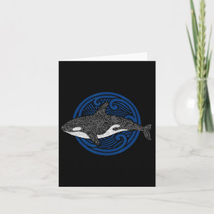 Tarjeta Diseño de ballena asesina olas del océano hombres