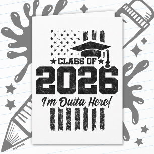 Tarjeta Diseño de bandera angustiado para la graduación de
