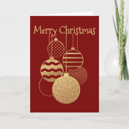 Tarjeta Diseño de bola de Navidad con saludo rojo en blanc
