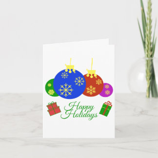 Tarjeta Diseño de bolas y regalos de Navidad Felices Fiest