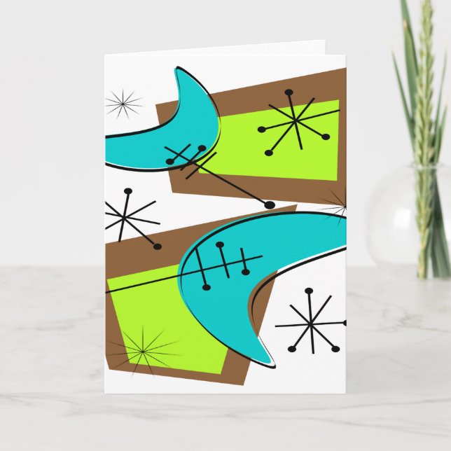 Tarjeta Diseño de boomerang inspirado en la era atómica (Anverso)