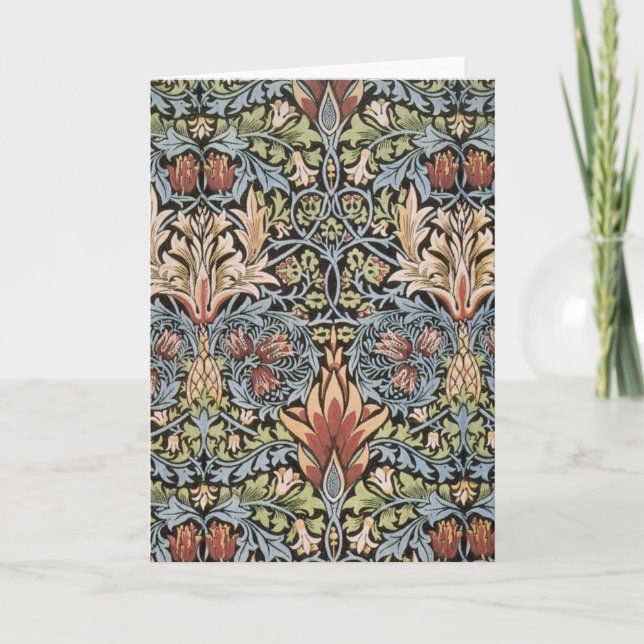 Tarjeta Diseño de cabeza de serpiente por William Morris (Anverso)