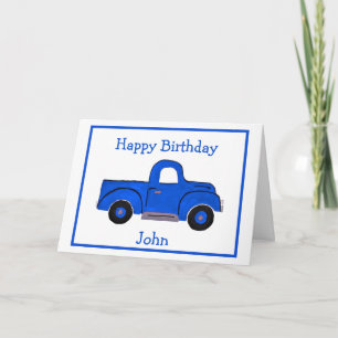 Tarjeta Diseño de camión azul vintage pintado a mano
