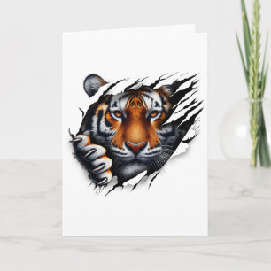 Tarjeta Diseño de camiseta con cara de tigre Retro Spirit 
