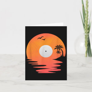 Tarjeta Diseño de cascos de playa en disco retro de vinilo