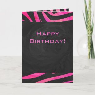 Tarjeta Diseño de cebra en negro y rosa caliente monograma