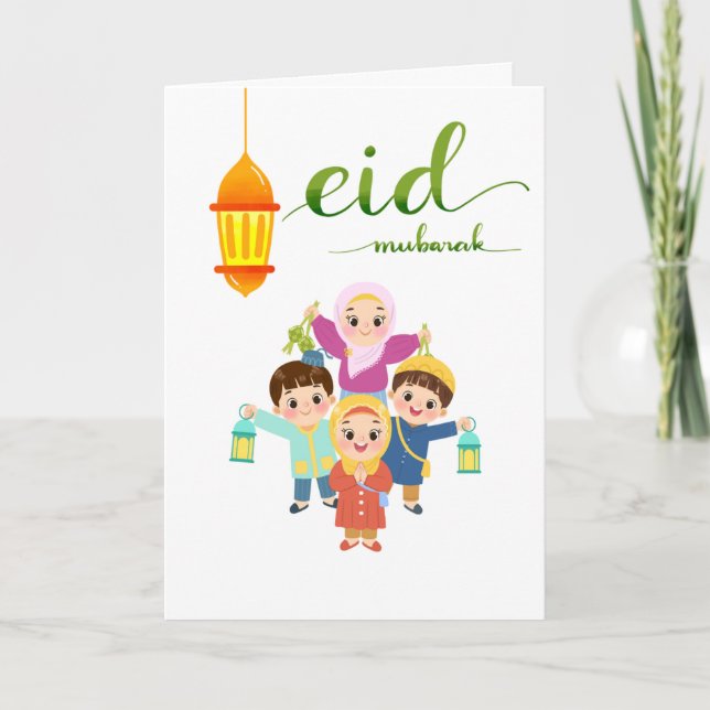 Tarjeta Diseño de Celebración Cálida de Eid (Anverso)