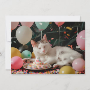 Tarjeta Diseño de Celebración de Cumpleaños de Gato Adorab