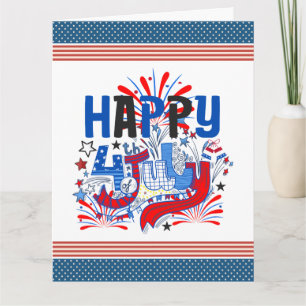 Tarjeta Diseño de Celebración Patriótica del 4 de Julio Fe