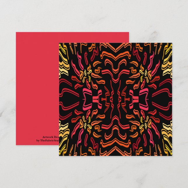 Tarjeta Diseño de cinta con tonos de naranja rojo amarillo (Anverso / Reverso)