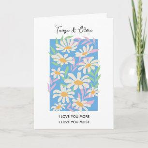 Tarjeta diseño de composición de flores de margarita