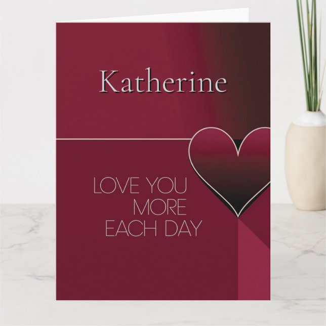Tarjeta Diseño de corazón amor personalizado más cada día (Anverso)