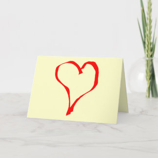 Tarjeta Diseño de corazón de amor rojo y crema.