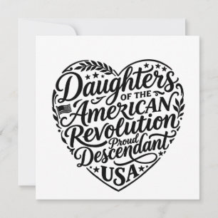 Tarjeta Diseño de corazón de las Hijas de la Revolución Am