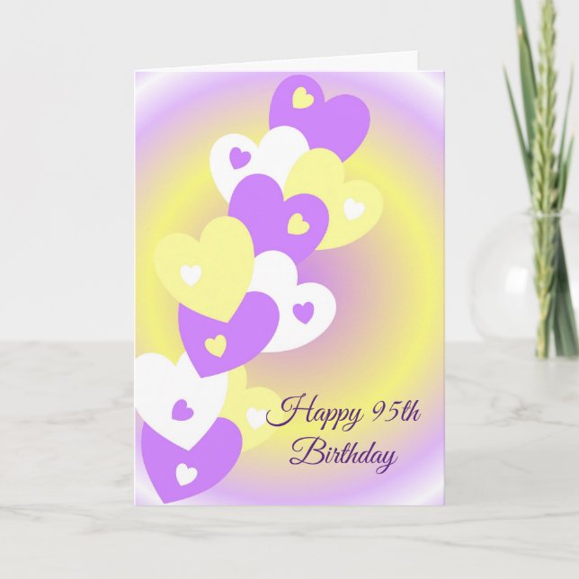 Tarjeta Diseño de corazones Personalizado 95º cumpleaños (Anverso)