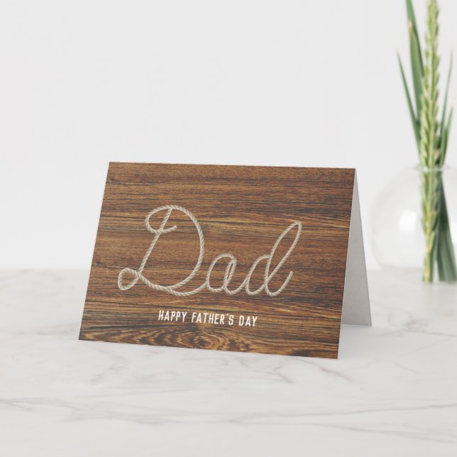 Tarjeta Diseño de cuerda de texto de papá en madera Día de (Anverso)