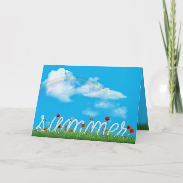 Tarjeta diseño de cuerda de verano con amapolas (Anverso)