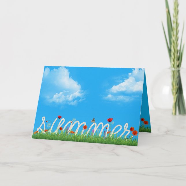 Tarjeta Diseño de cuerda de verano con amapolas (Anverso)