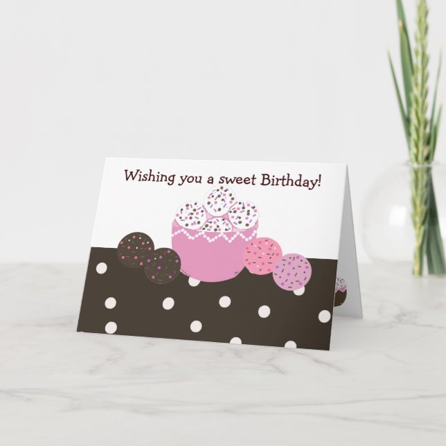 Tarjeta Diseño de Cumpleaños de Bola de Torta Dulce (Anverso)