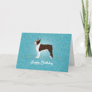 Tarjeta Diseño de cumpleaños de Brown Boston Terrier