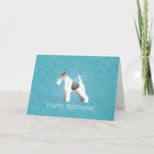Tarjeta Diseño de cumpleaños de Fox Terrier Silhouette