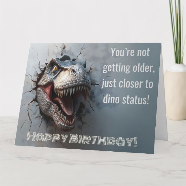 Tarjeta Diseño de cumpleaños de Fun Dino T-rex (Anverso)