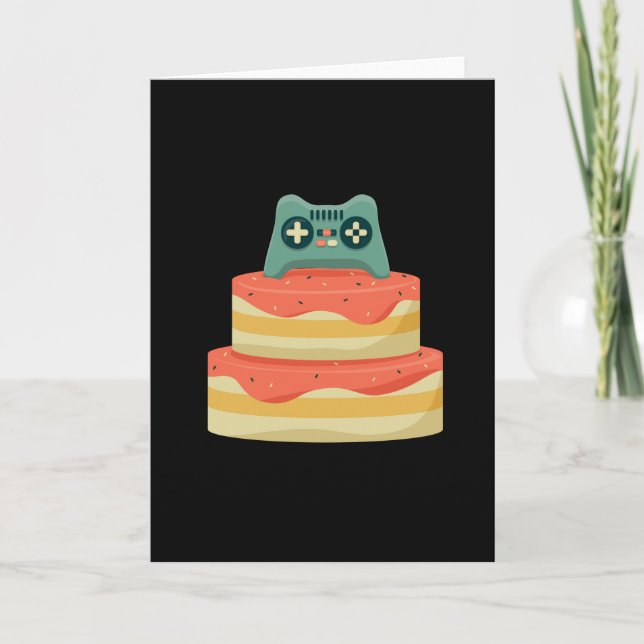 Tarjeta Diseño de cumpleaños de pastel de juegos (Anverso)