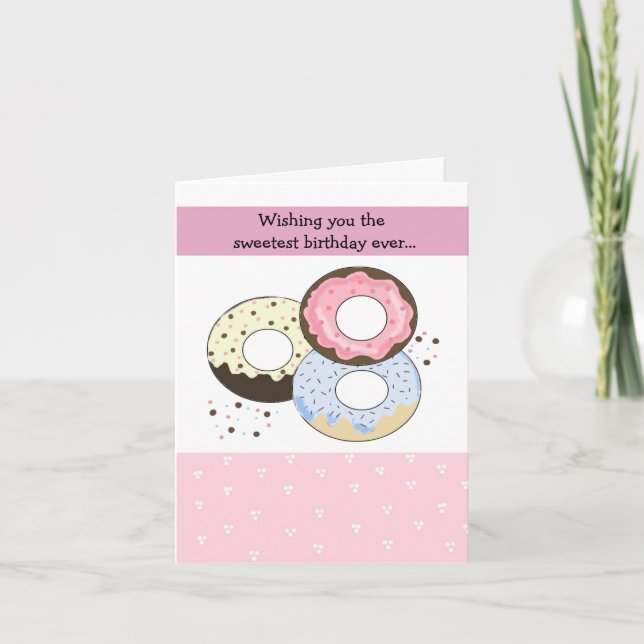 Tarjeta Diseño de cumpleaños de Pastel Donut (Anverso)