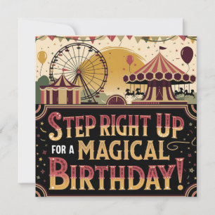 Tarjeta Diseño de cumpleaños del Carnaval de Vintage Extra