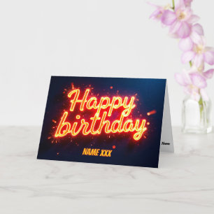 Tarjeta Diseño de cumpleaños estilo luz de neón