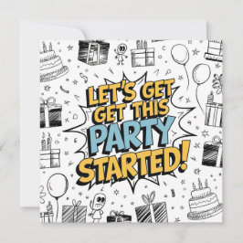 Tarjeta Diseño de cumpleaños explosión de arte Doodle