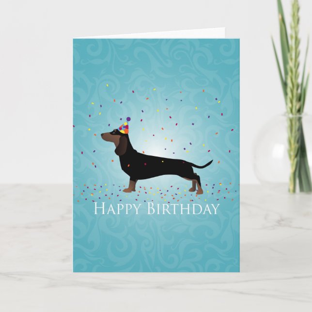 Tarjeta Diseño de cumpleaños feliz de Dachshund (Anverso)