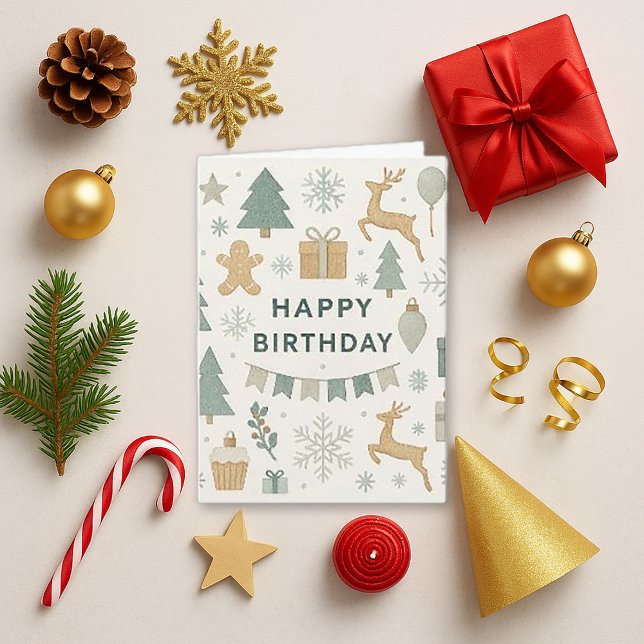 Tarjeta Diseño de Cumpleaños Navideño Acogedor (Subido por el creador)