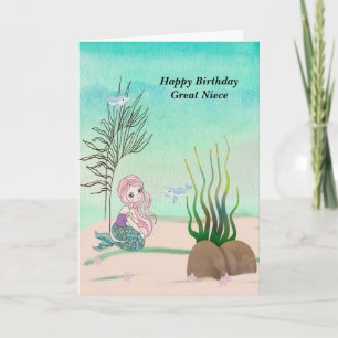 Tarjeta Diseño de cumpleaños para sobrina nieta con sirena
