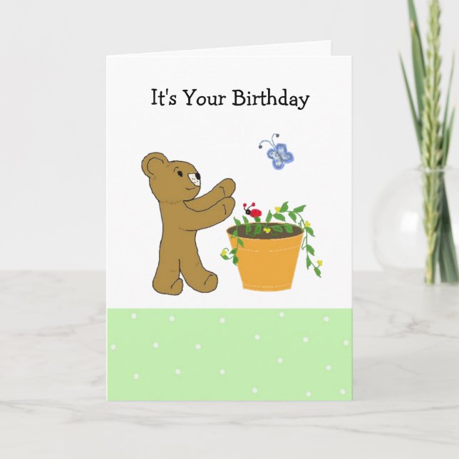 Tarjeta Diseño de cumpleaños persiguiendo una mariposa (Anverso)