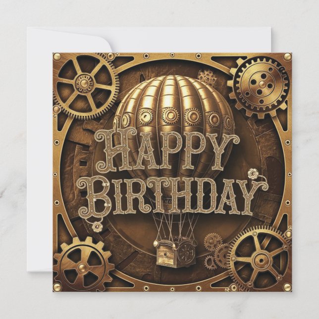 Tarjeta Diseño de cumpleaños Steampunk Adventure (Anverso)