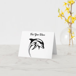 Tarjeta Diseño de delfín tribal estilo geométrico oceánico