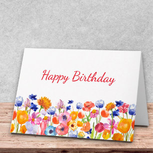 Tarjeta Diseño de deseos de cumpleaños con flores silvestr