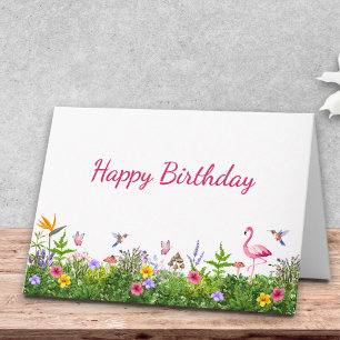 Tarjeta Diseño de deseos de cumpleaños para jardín de flam