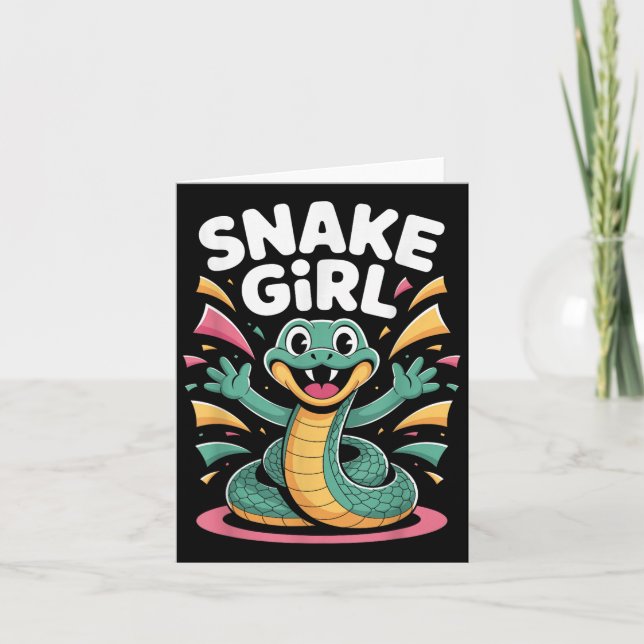 Tarjeta Diseño de dibujos animados de serpiente feliz chic (Anverso)